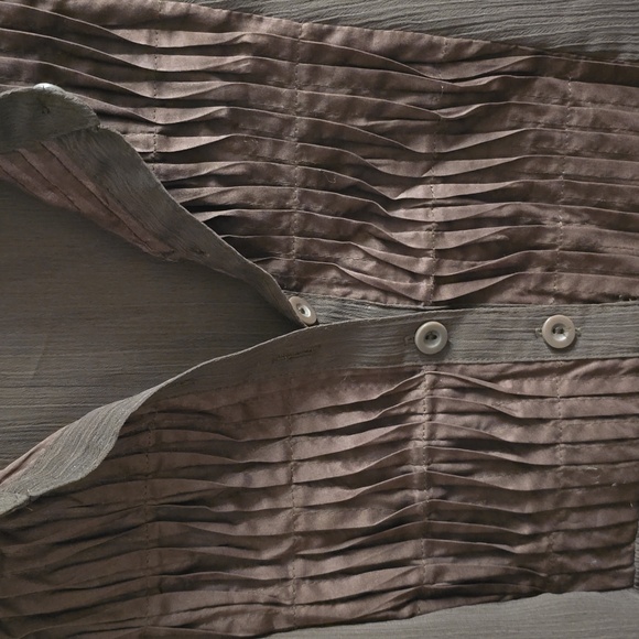 Brown Cap-Sleeve Pintuck Blouse - Picture 2 of 5